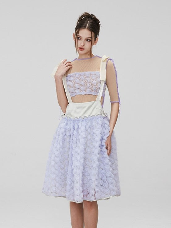 Mesh Spleißen kurzärmeliges Top & High -Taille -Shorts