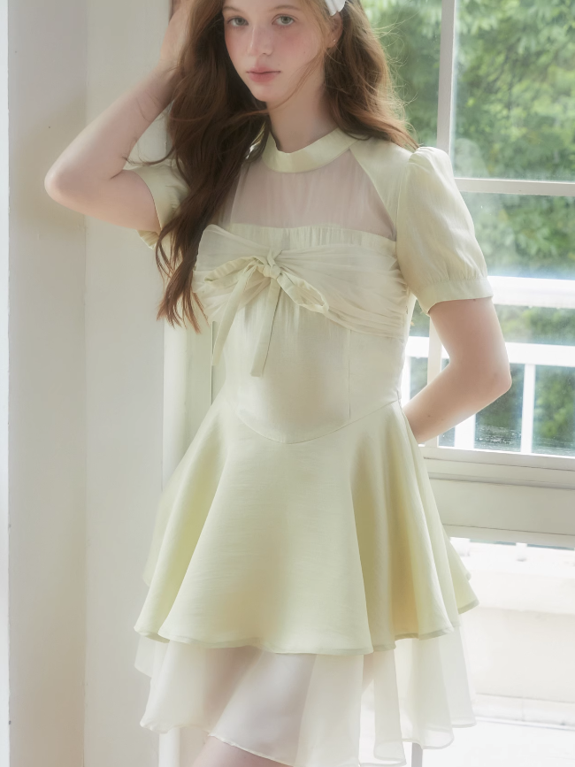 Hollow Sheer Design Layered Dress