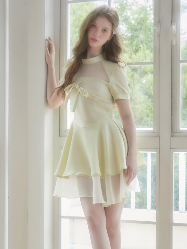 Hollow Sheer Design Layered Dress