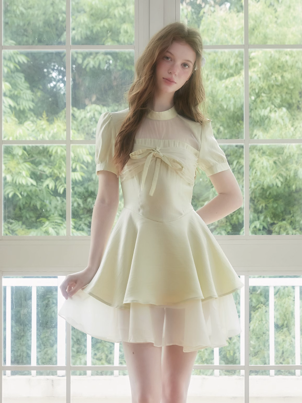 Hollow Sheer Design Layered Dress