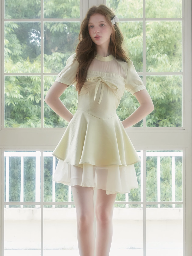 Hollow Sheer Design Layered Dress