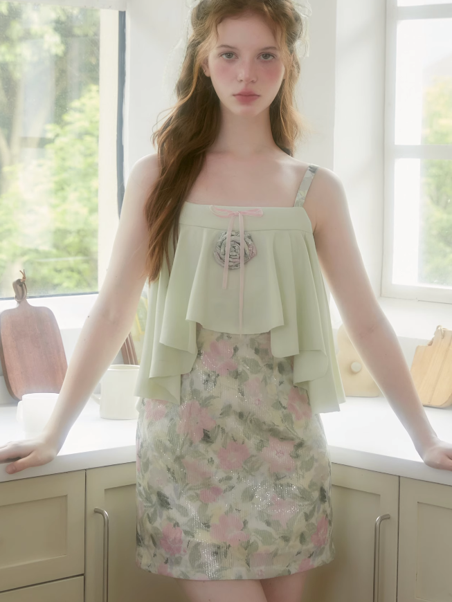 Floune Blumen -Hosenträgerkleid