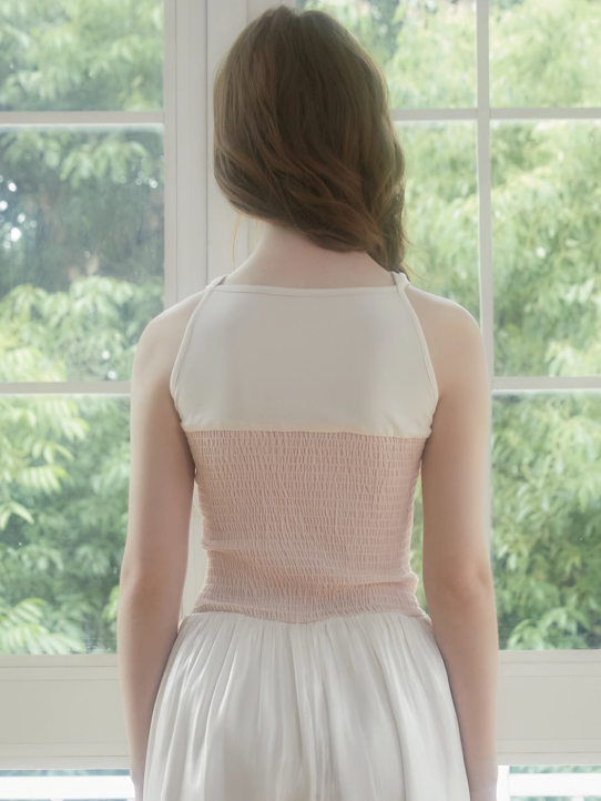 소매 셜링 스티치 원피스 & 볼로로