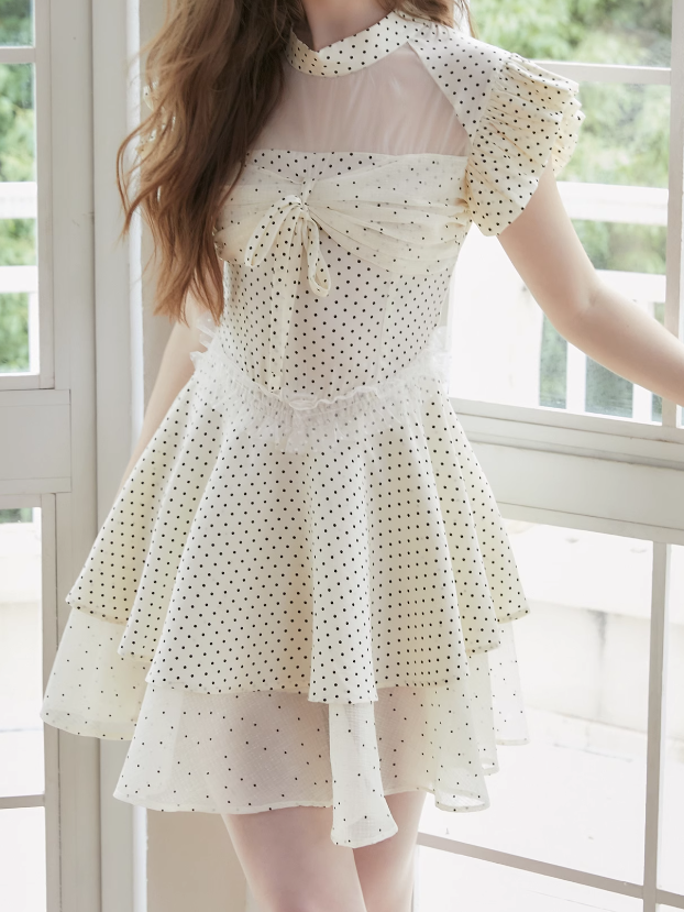 Polka Dot Layered Design Dress