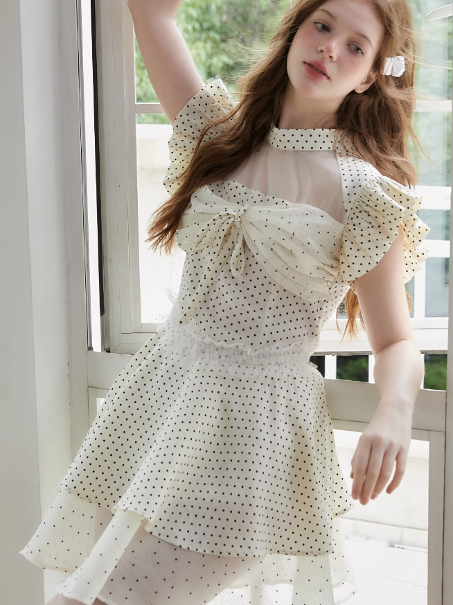Polka Dot Layered Design Dress