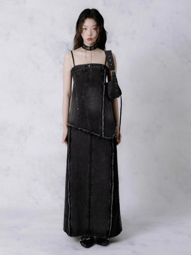 Irregular Rivet Denim Underarm Bag