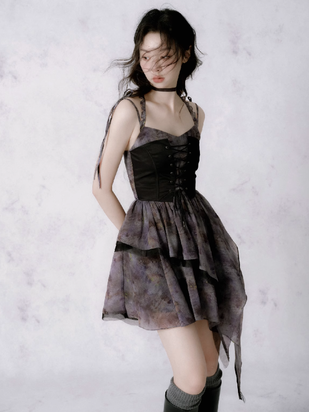 Unregelmäßiger Gürtel Taille Schlaftgurtkleid