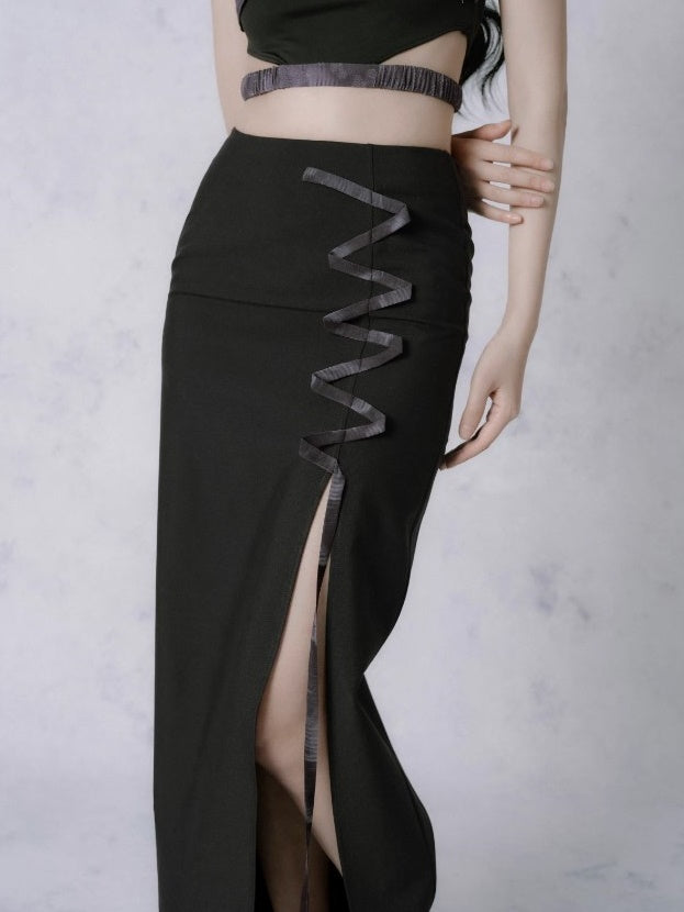 깊은 분할 i 라인 스커트