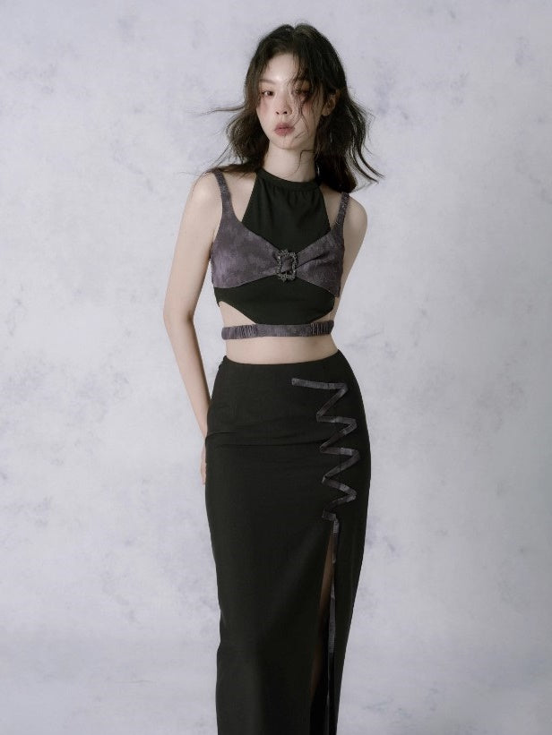 깊은 분할 i 라인 스커트