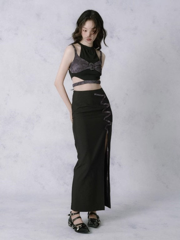 깊은 분할 i 라인 스커트