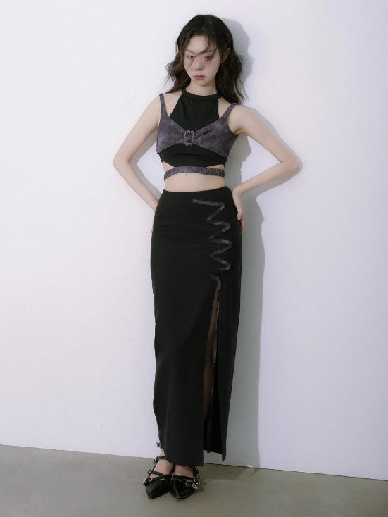 깊은 분할 i 라인 스커트