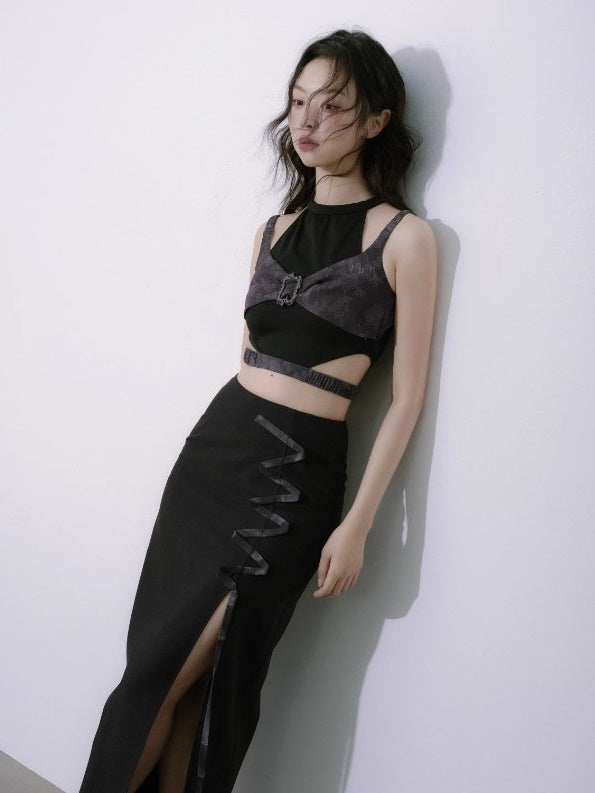 깊은 분할 i 라인 스커트