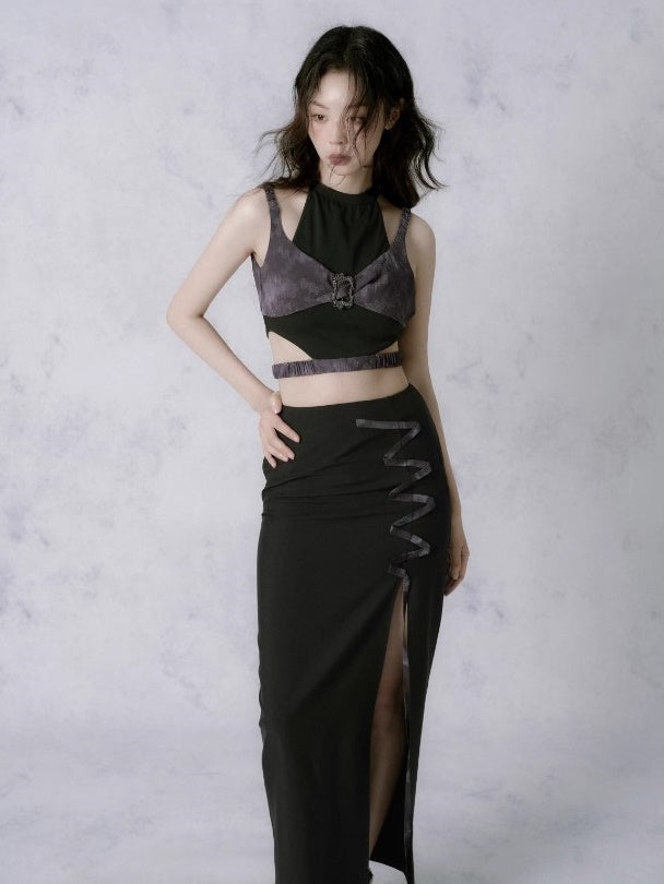 깊은 분할 i 라인 스커트