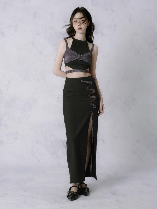 깊은 분할 i 라인 스커트