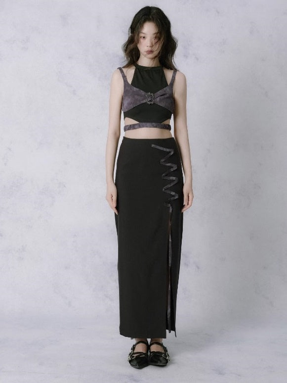 깊은 분할 i 라인 스커트