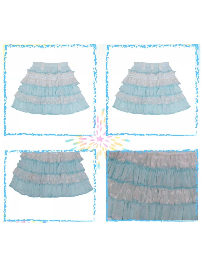 Y2K Ruffled Lace Cake Fluffy Skirt