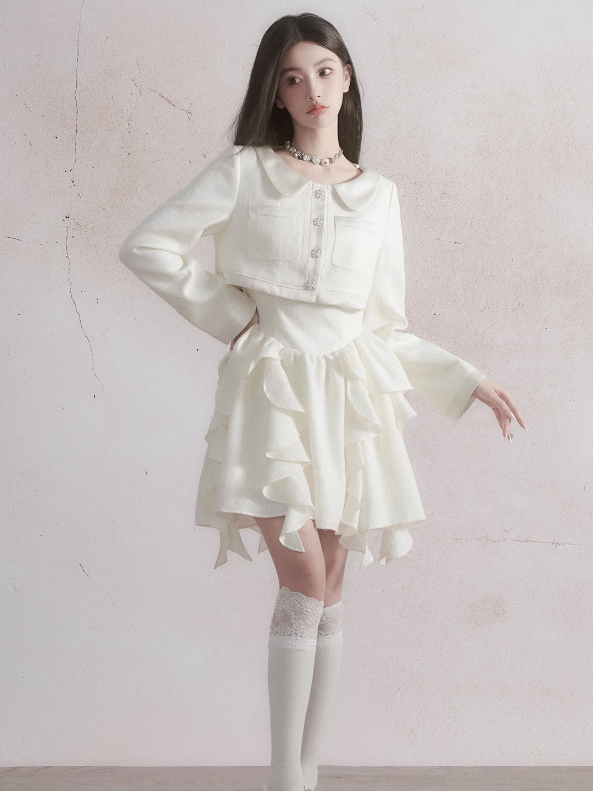 Tweed Wind Girly Short Jacket & Suspender Kleid