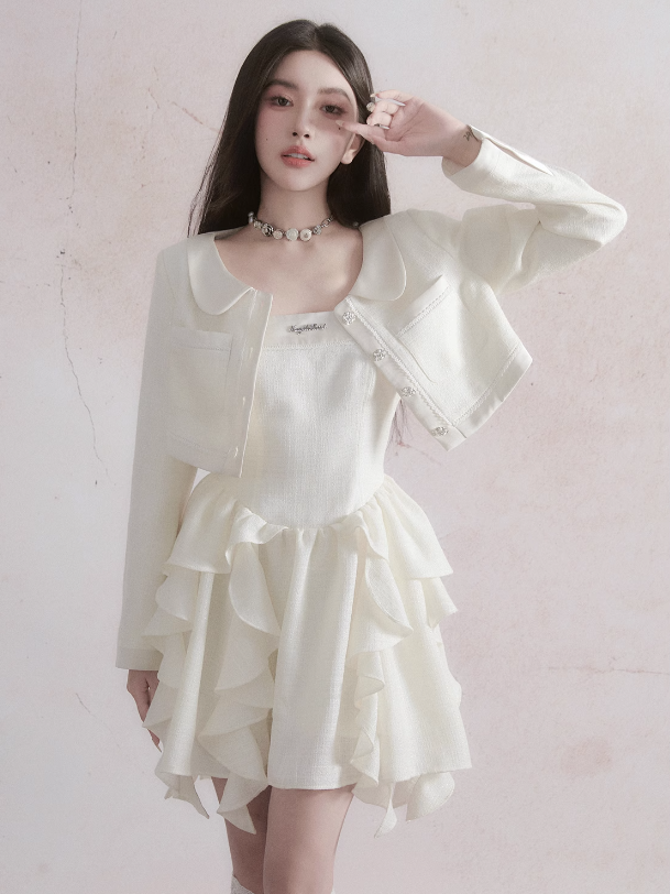 Tweed Wind Girly Short Jacket & Suspender Kleid