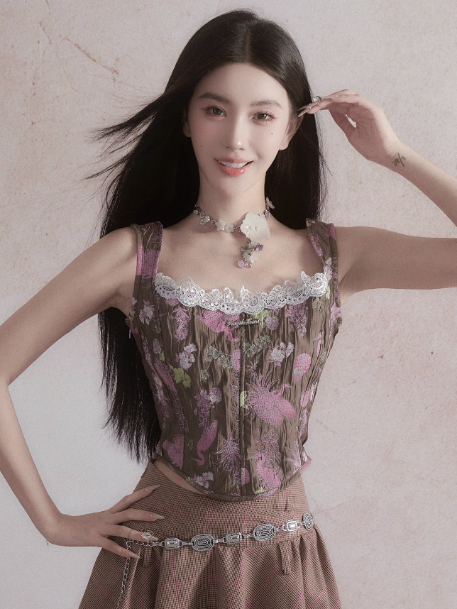 Retro -Spitzenblumenkamisole