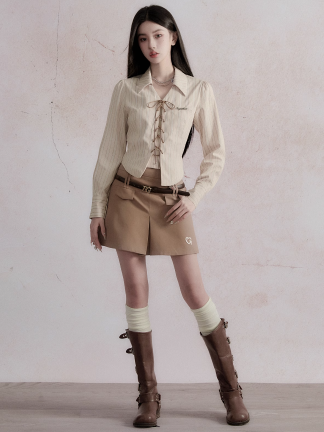 Streifen Schnürhemd