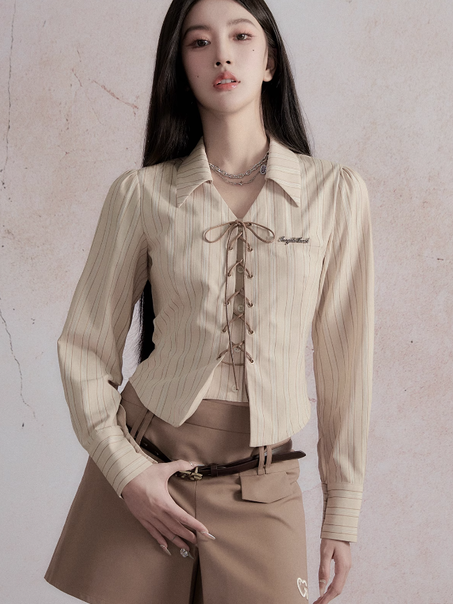 Streifen Schnürhemd