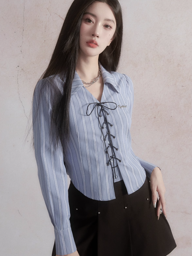 Streifen Schnürhemd