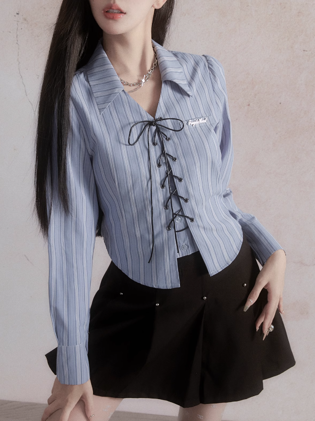 Streifen Schnürhemd
