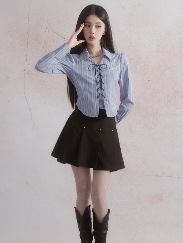 Streifen Schnürhemd