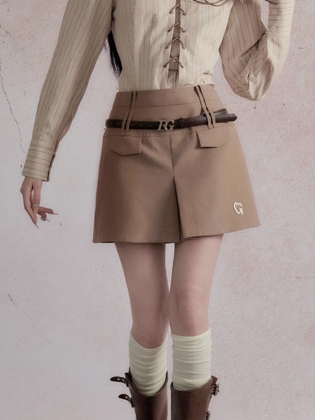 Retro SchoolGirl Jacket & Mini Skirt & Lace-Up Shirt