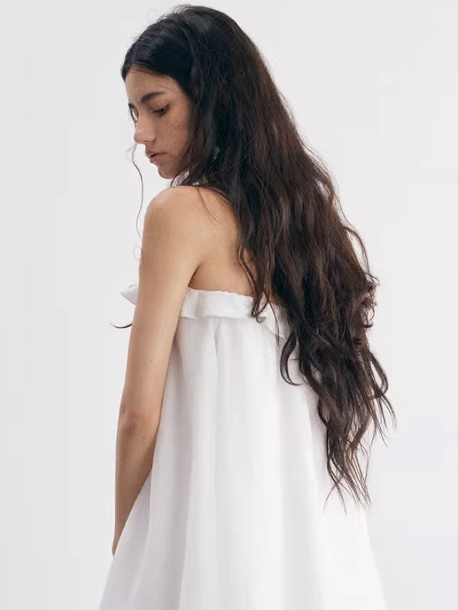 Irregular Cuffed Design Multi-layer Bare Top Dress