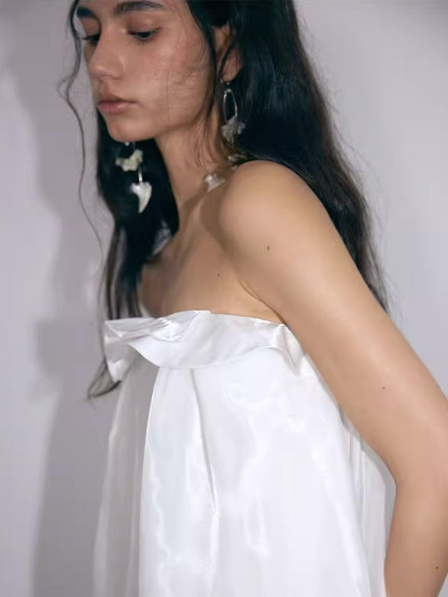 Irregular Cuffed Design Multi-layer Bare Top Dress