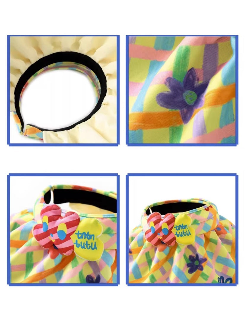 Sunvisor à fleurs à carreaux