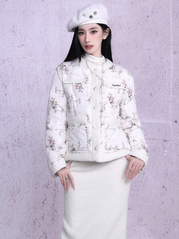 Rose Quilting Warm No-Collar Jackets