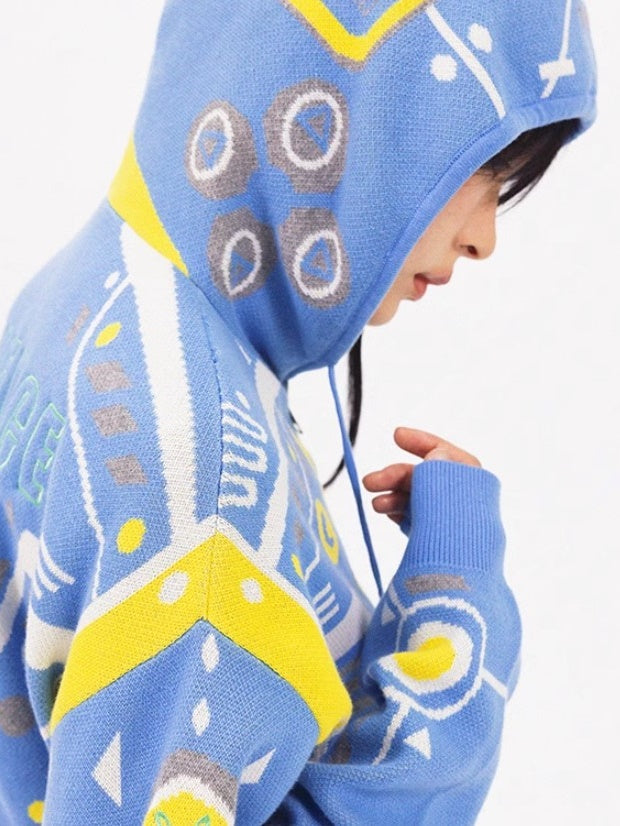 Krümmte mit Kapuze gestrickte Jacke