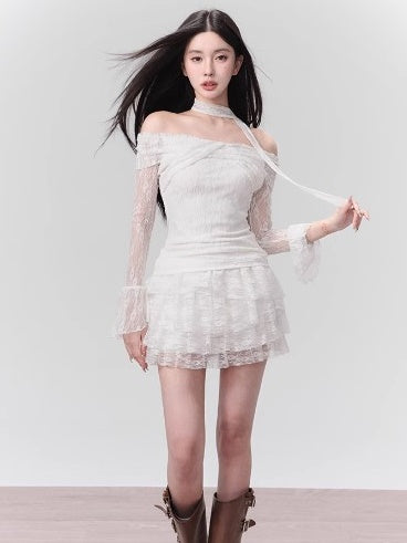 Lace Off-Shoulder Top & Cake Skirt