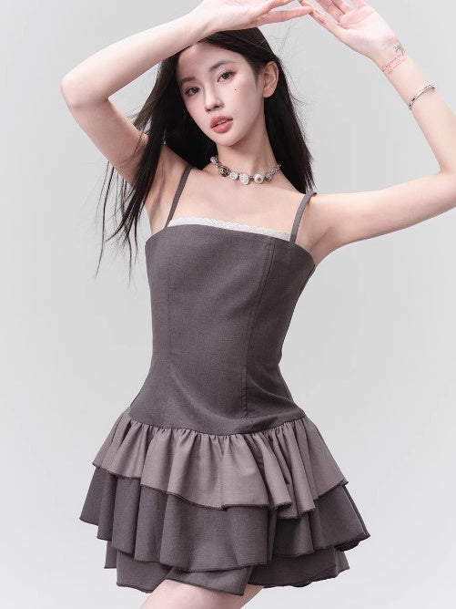 Lace Splicing Suspender Princess Dress & Culottes