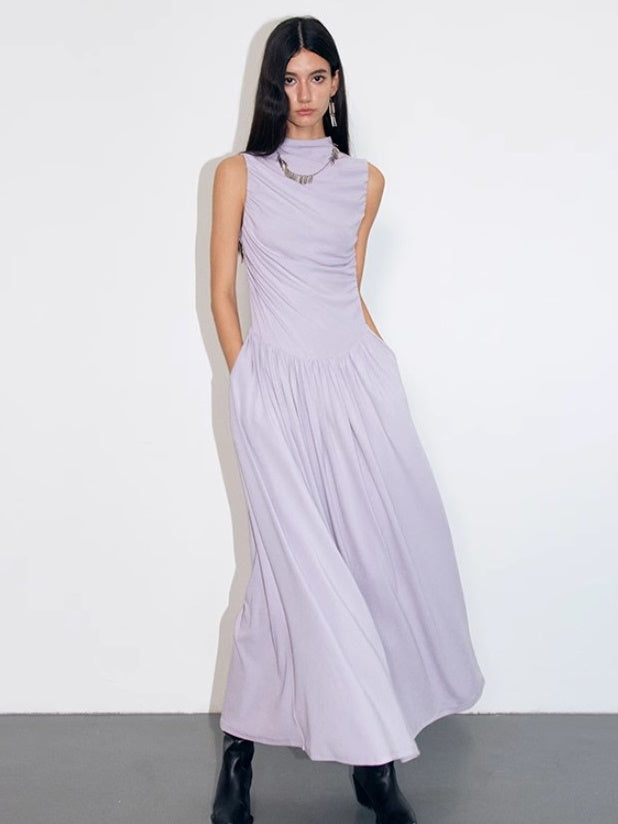 Three-dimensional Pleated Sleeveless Long Dress