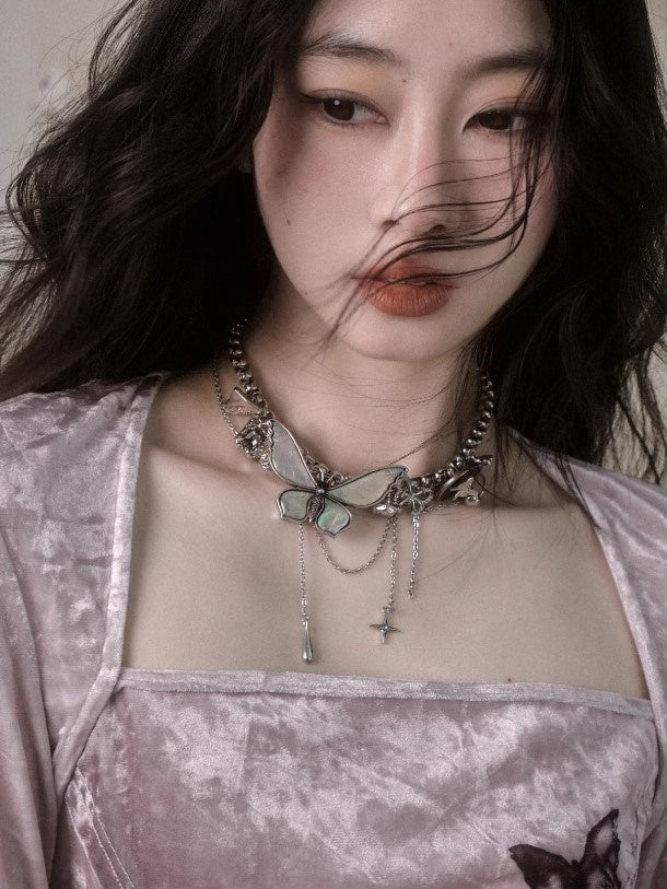 Retro Niche Butterfly Chain Choker