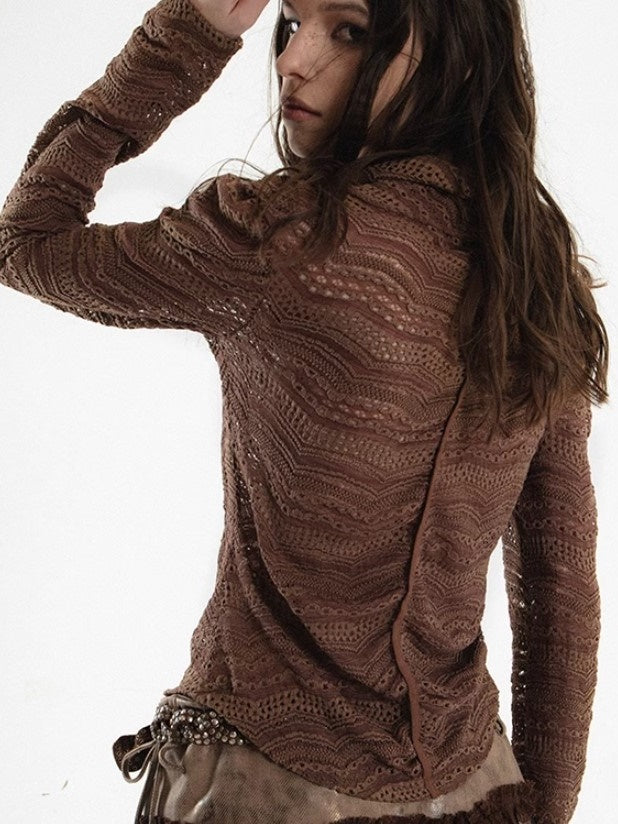 Strap Slim Jacquard Lace Hollow Top