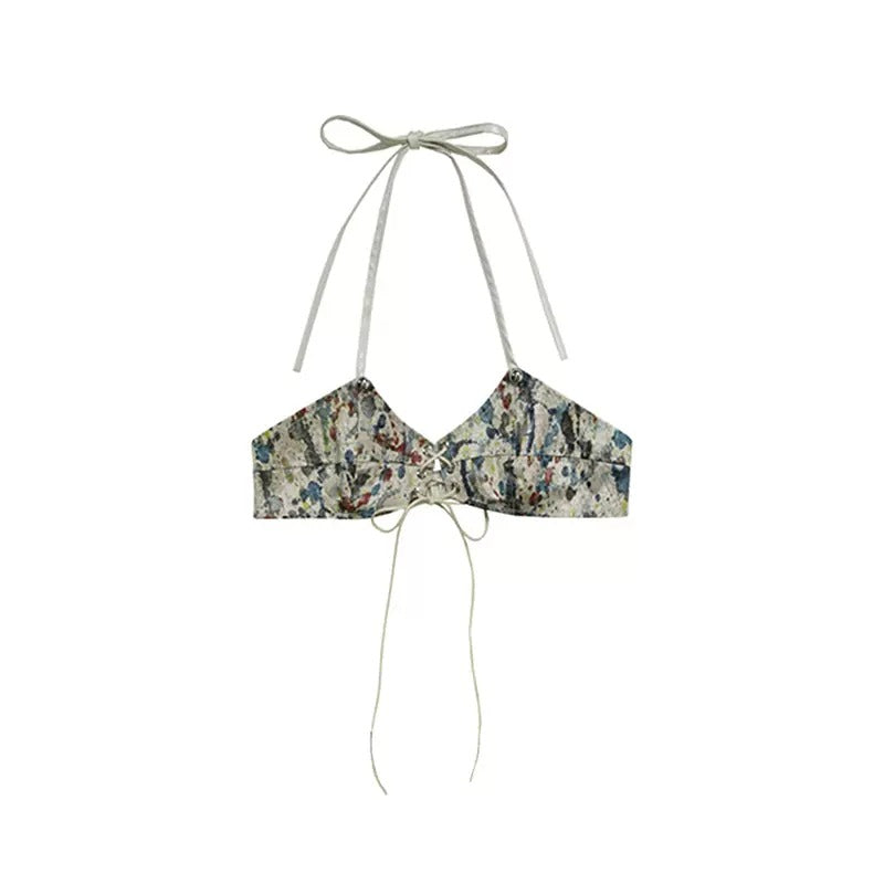 Colorful Paint Design Bikini & Short Skirt