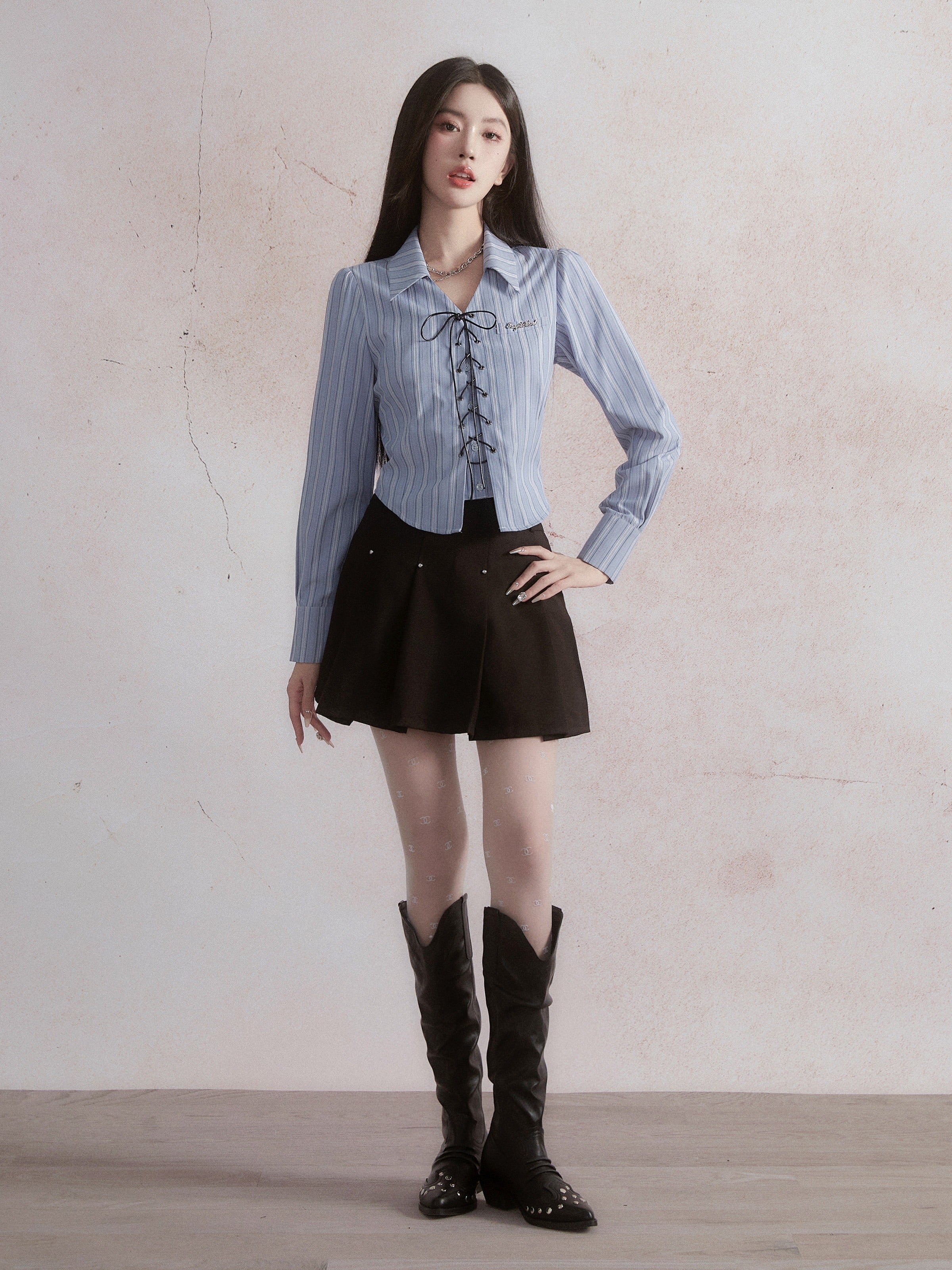 Streifen Schnürhemd