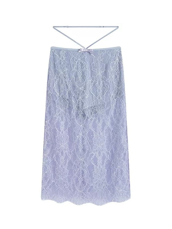 Lace Camisole & Low Waist Lace Skirt