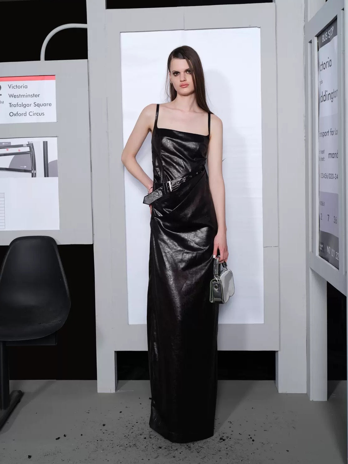 Leather And Satin Suspender Dress