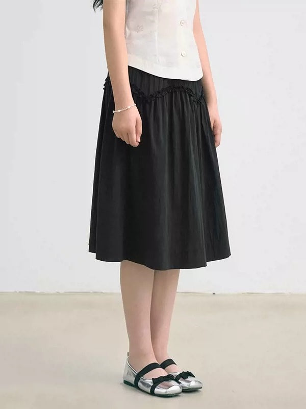 V-arc Design Waist Fungus Gather Skirt