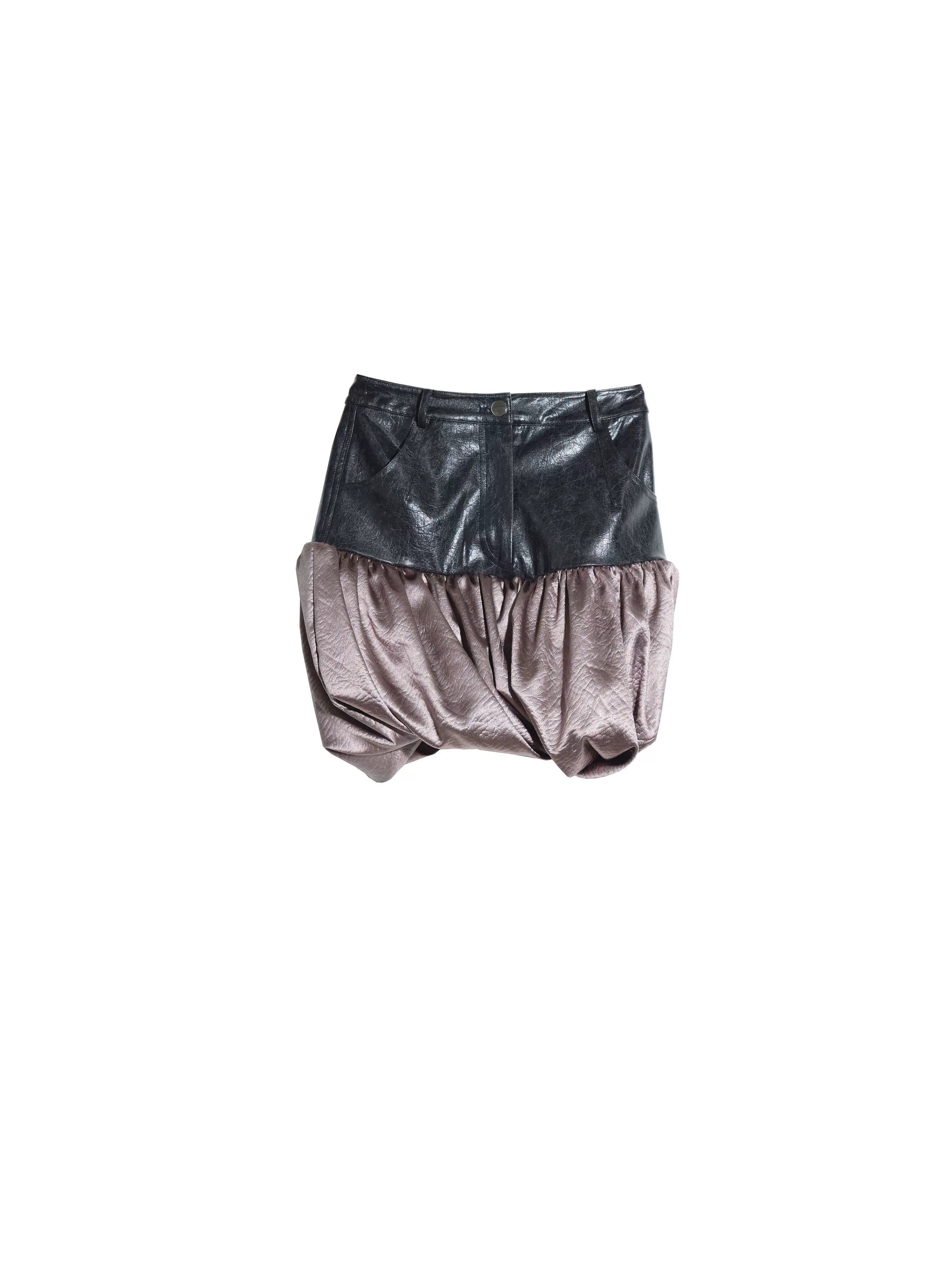 Twist Satin Stitching PU Skirt