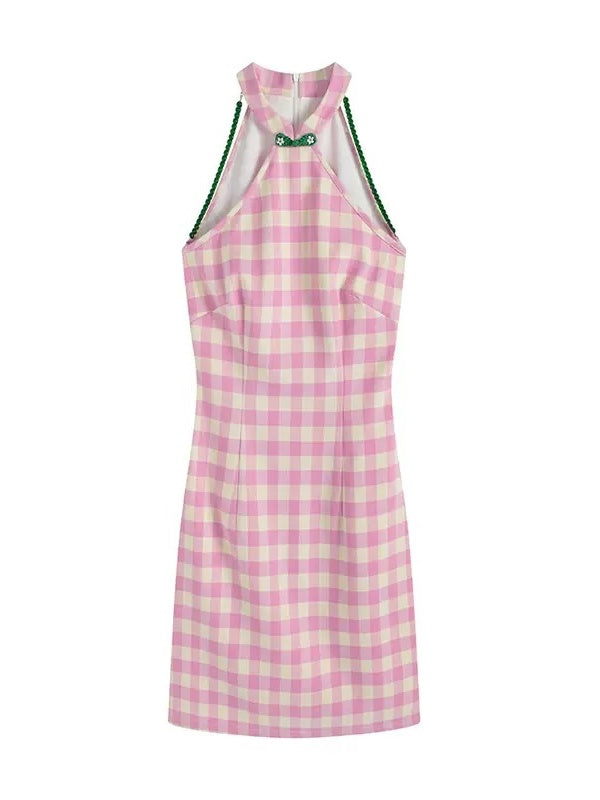 Chinese Style Plaid American Sleeve Dress
