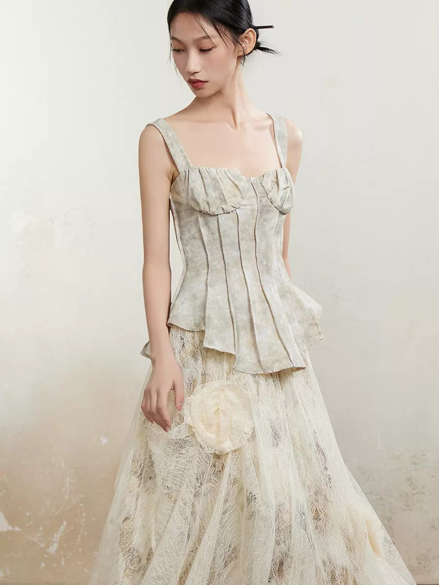 Romantic Slim Pleat Suspender Top