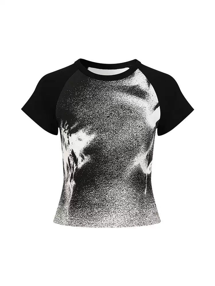 Shadow Flower Print Gradient T-shirt