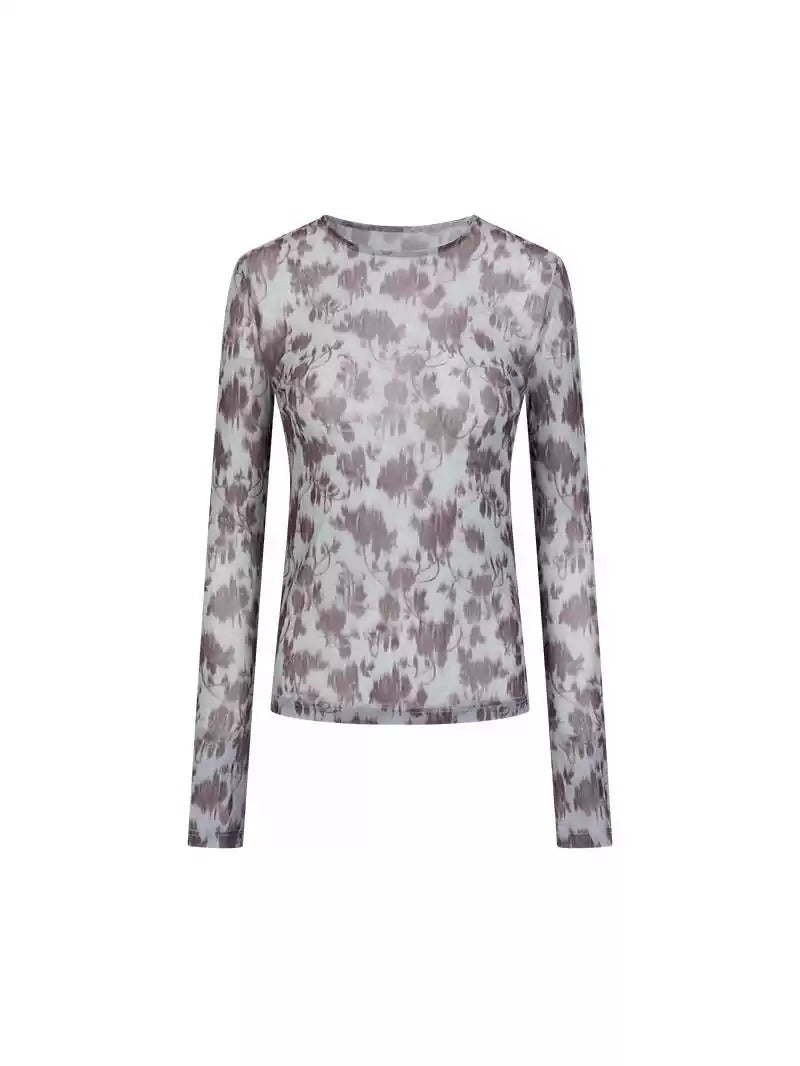 Digital Rose Printed Mesh T-shirt