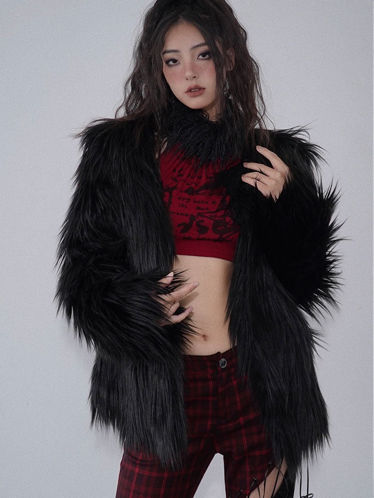 Faux fur coat no sale collar